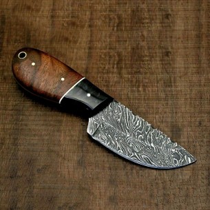 Fixed Blade Skinning Knife With Beautiful Handle & Leather Sheath